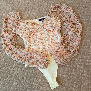 Misguided Floral Mesh Bodysuit